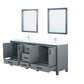 Lexora Ziva 80" Dark Grey Double Vanity, Cultured Marble Top, White Square Sink and 30" Mirrors LZV352280SBJSM30