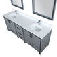 Lexora Ziva 80" Dark Grey Double Vanity, Cultured Marble Top, White Square Sink and 30" Mirrors LZV352280SBJSM30