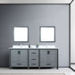 Lexora Ziva 80" Dark Grey Double Vanity, Cultured Marble Top, White Square Sink and 30" Mirrors LZV352280SBJSM30