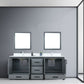Lexora Ziva 80" Dark Grey Double Vanity, Cultured Marble Top, White Square Sink and 30" Mirrors LZV352280SBJSM30
