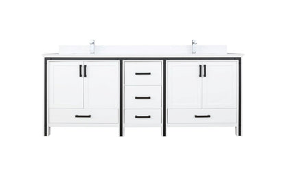 Lexora Ziva 80" White Double Vanity, Cultured Marble Top, White Square Sink and no Mirror LZV352280SAJS000