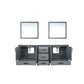 Lexora Ziva 84" Dark Grey Double Vanity, Cultured Marble Top, White Square Sink and 34" Mirrors LZV352284SBJSM34