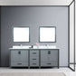 Lexora Ziva 84" Dark Grey Double Vanity, Cultured Marble Top, White Square Sink and 34" Mirrors LZV352284SBJSM34