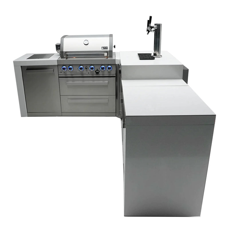 Mont Alpi 400 Deluxe BBQ Grill Island with 90 Degree Corner and Kegerator - MAi400-D90KEG