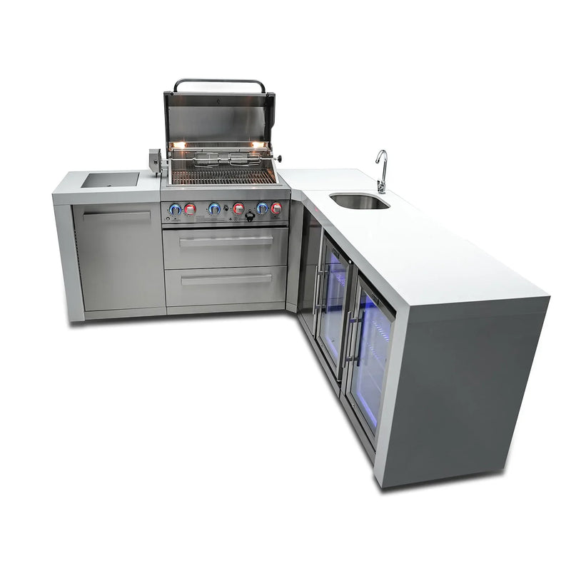 Mont Alpi 400 Deluxe BBQ Grill Island with 90 Degree Corner Beverage Center and Fridge - MAi400-D90BEVFC