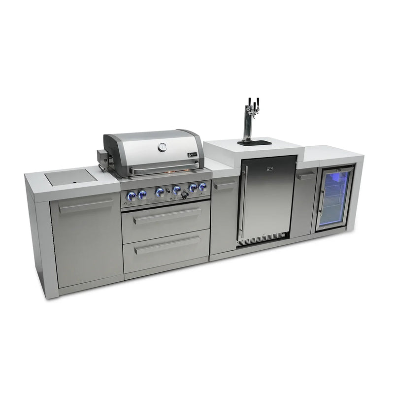 Mont Alpi 400 Deluxe BBQ Grill Island with Kegerator and Fridge Cabinet - MAi400-DKEGFC