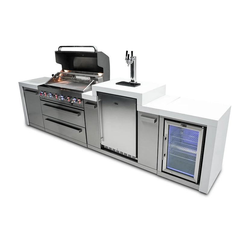 Mont Alpi 805 Deluxe BBQ Grill Island with Kegerator and Fridge Cabinet - MAI805-DKEGFC