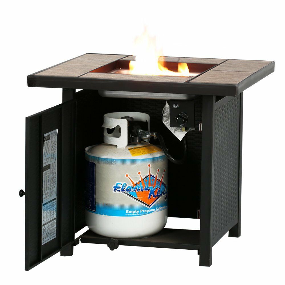 Premium Outdoor Propane Patio Heater Gas Fire Pit Blue Table Glass - Morealis