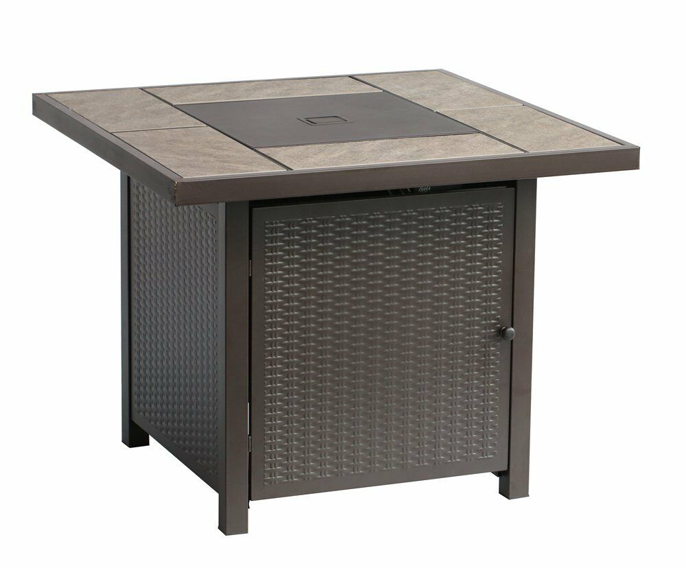 Premium Outdoor Propane Patio Heater Gas Fire Pit Blue Table Glass - Morealis
