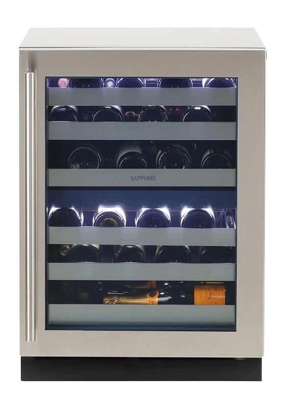 Sapphire 24 Inch Built-In and Freestanding Dual Zone Wine Cooler with 43 Bottle Capacity - SW24-DZ-SS