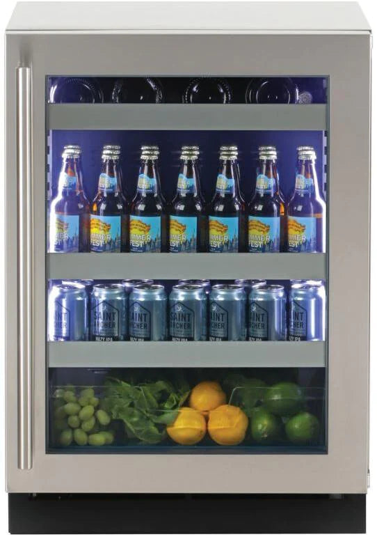Sapphire 24 Inch Freestanding or Built-In Glass Door Beverage Center with 5.1 cu. ft. Capacity - SBCR24-SS