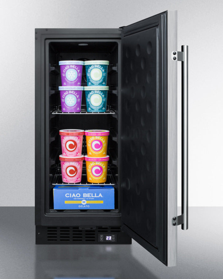 Summit 15" Frost-Free Built-In All-Freezer with Reversible Stainless Steel Door