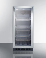 Summit 15" Wide Built-In Glass Door Beverage Center with Black Cabinet