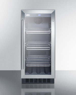 Summit 15" Wide Built-In Glass Door Beverage Center with Black Cabinet