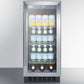 Summit 15" Wide Built-In Glass Door Beverage Center with Black Cabinet