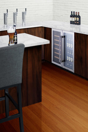 Summit 15" Wide Built-In Glass Door Beverage Center with Black Cabinet