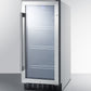 Summit 15" Wide Built-In Glass Door Beverage Center with Stainless Steel Cabinet 