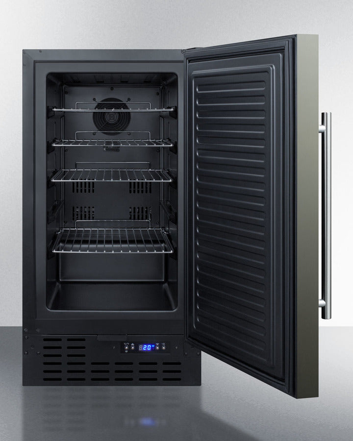 Summit 18" Frost-Free Built-In All-Freezer with Black Stainless Steel Door