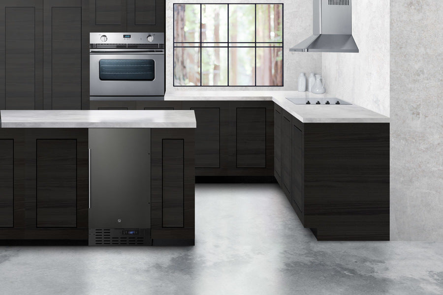 Summit 18" Frost-Free Built-In All-Freezer with Black Stainless Steel Door
