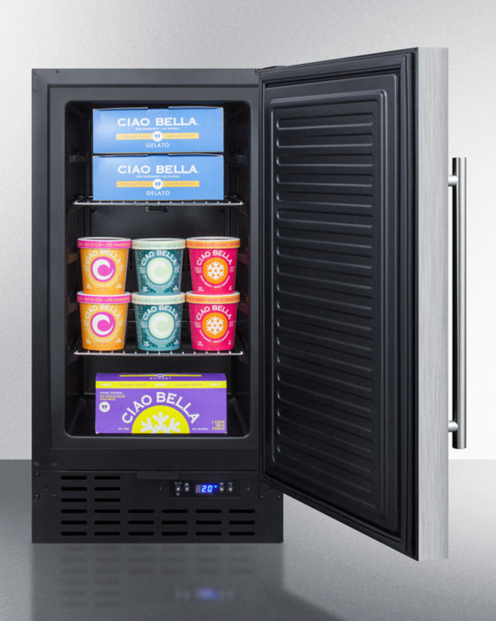 Summit 18" Frost-Free Built-In All-Freezer with Stainless Steel Door