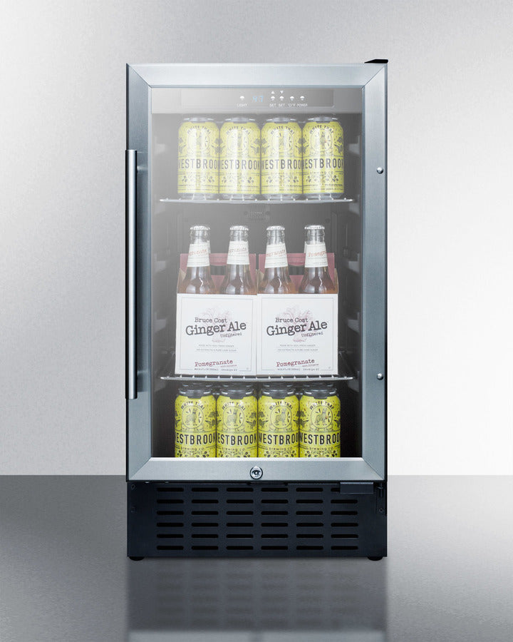Summit 18" Wide Built-In Beverage Center with Stainless Steel Cabinet