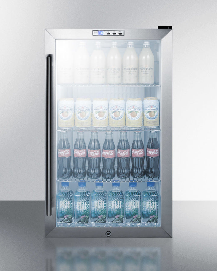 Summit 19" Wide Built-In Glass Door Beverage Center with Black Cabinet