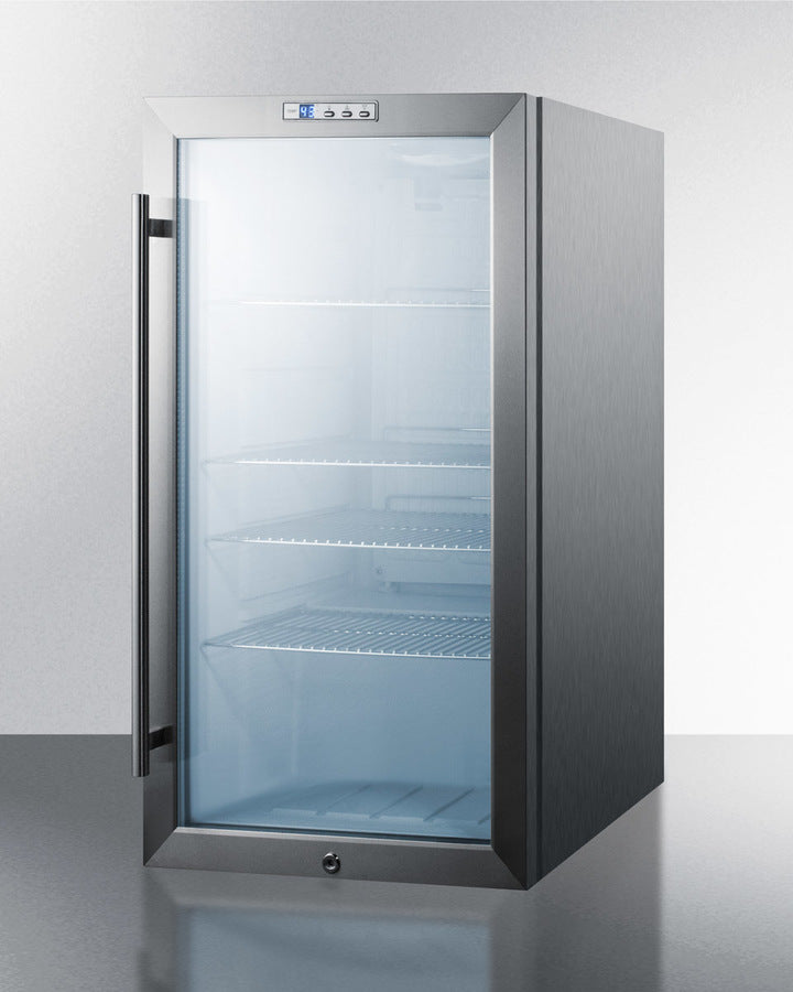 Summit 19" Wide Built-In Glass Door Beverage Center with Stainless Steel Cabinet