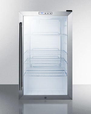 Summit 19" Wide Glass Door Beverage Center with Stainless Steel Cabinet