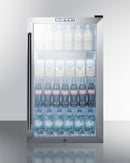Summit 19" Wide Glass Door Beverage Center with Stainless Steel Cabinet