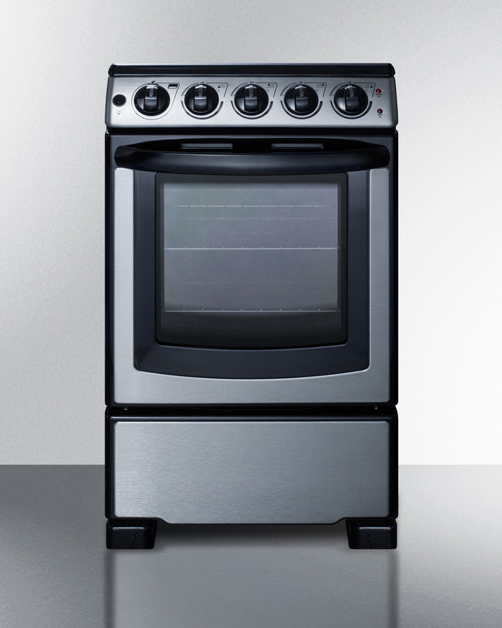 Summit 20" Wide Electric Smooth-Top Range in Stainless Steel