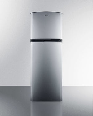 Summit 22" Wide Top Mount Refrigerator-Freezer with Platinum Cabinet and Stainless Steel Doors 