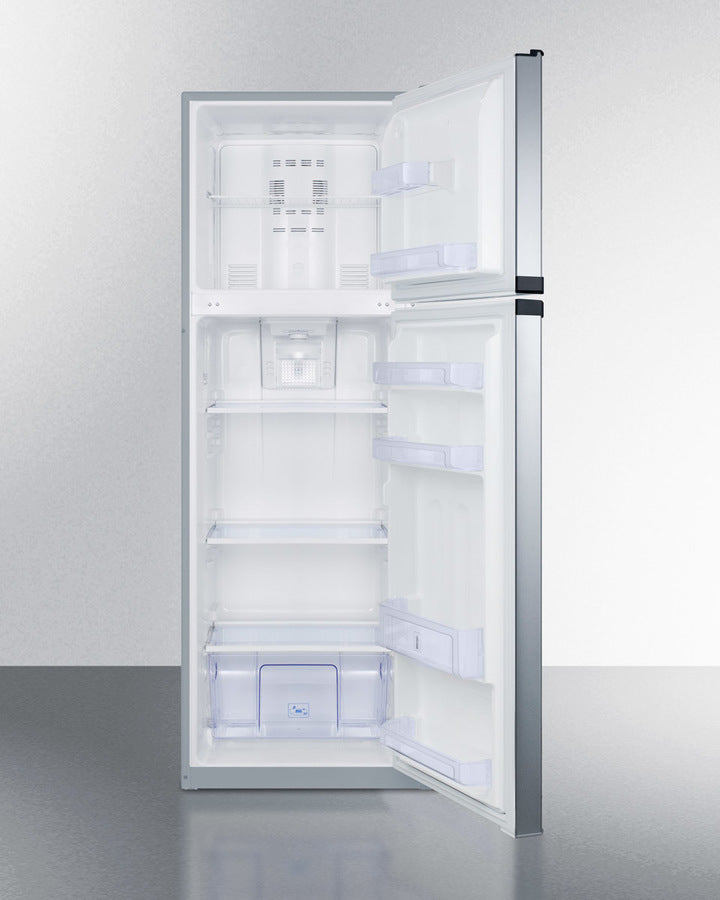 Summit 22" Wide Top Mount Refrigerator-Freezer with Platinum Cabinet and Stainless Steel Doors 