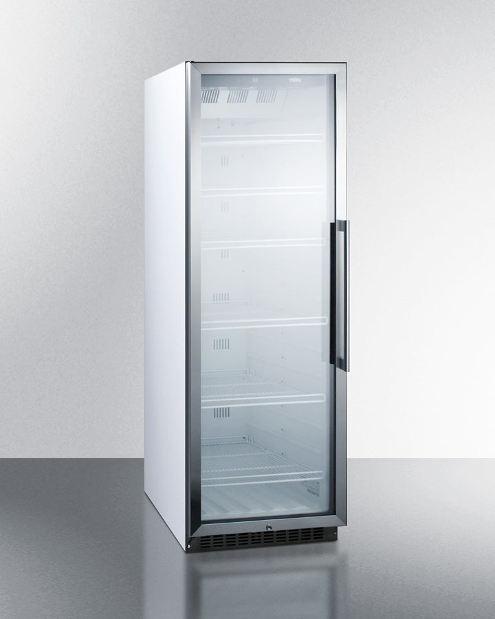 Summit 24" Wide 12.6 Cu.Ft. Beverage Center with White Cabinet and Left Hand Door