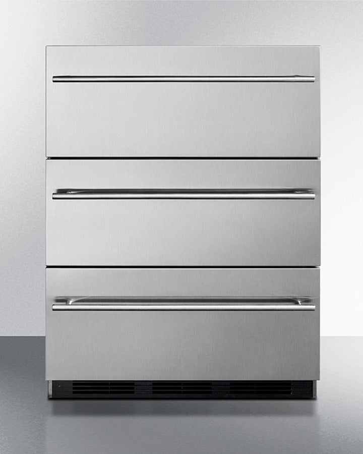 Summit 24" Wide 3-Drawer All-Refrigerator with Thin Handle ADA Compliant