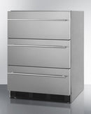 Summit 24" Wide 3-Drawer All-Refrigerator with Thin Handle ADA Compliant
