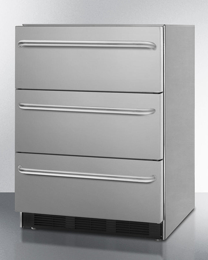 Summit 24" Wide 3-Drawer All-Refrigerator with Towel Bar Handle ADA Compliant
