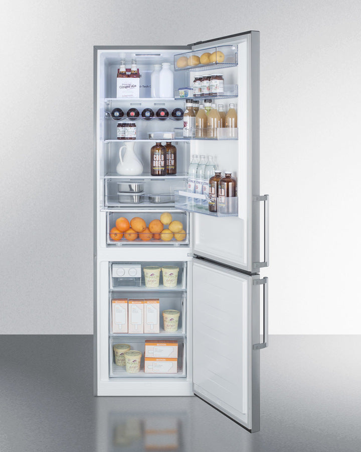 Summit 24" Wide Bottom Freezer Refrigerator with Fingerprint-Resistant Doors