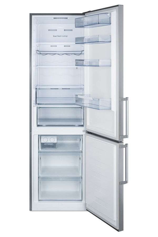 Summit 24" Wide Bottom Freezer Refrigerator with Fingerprint-Resistant Doors