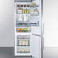 Summit 24" Wide Bottom Freezer Refrigerator with Stainless Steel Doors and Platinum Cabinet