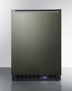 Summit 24" Wide Built-In All-Freezer with Horizontal Handle and Icemaker in Black Stainless Steel