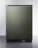 Summit 24" Wide Built-In All-Freezer with Horizontal Handle and Icemaker in Black Stainless Steel