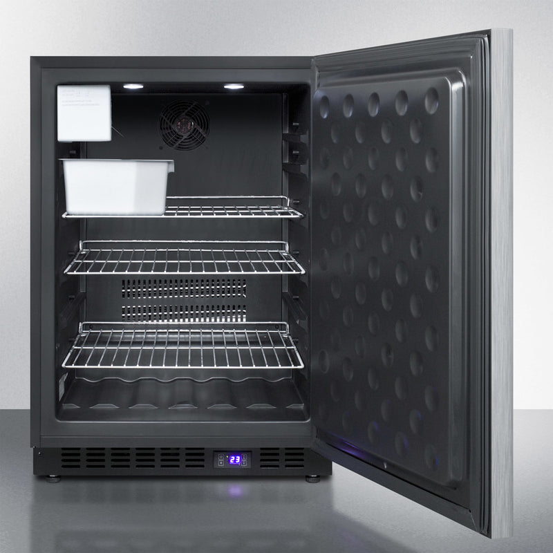 Summit 24" Wide Built-In All-Freezer with Horizontal Handle and Icemaker in Stainless Steel