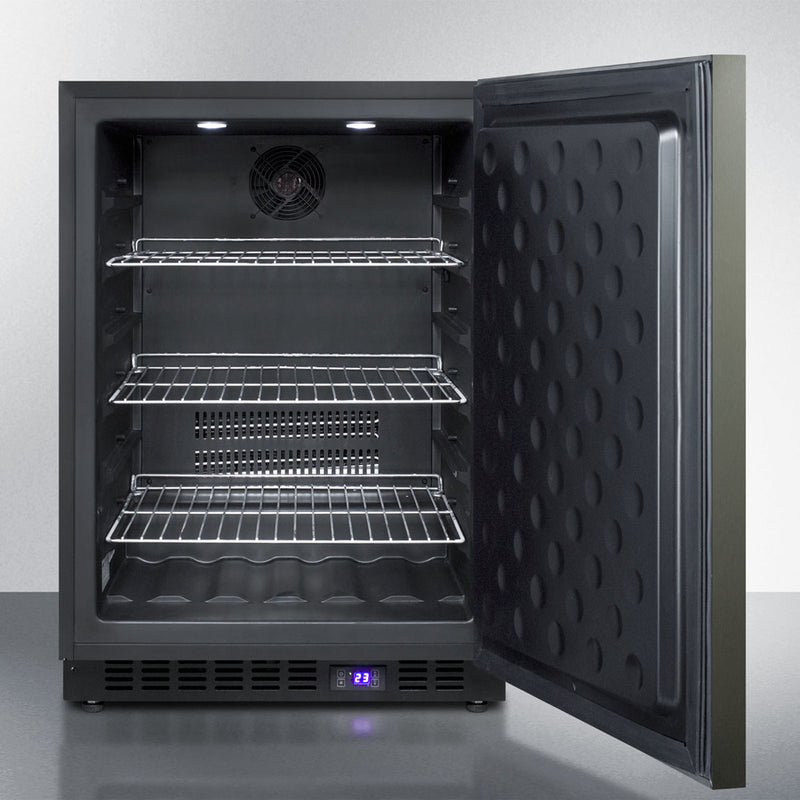 Summit 24" Wide Built-In All-Freezer with Horizontal Handle in Black Stainless Steel