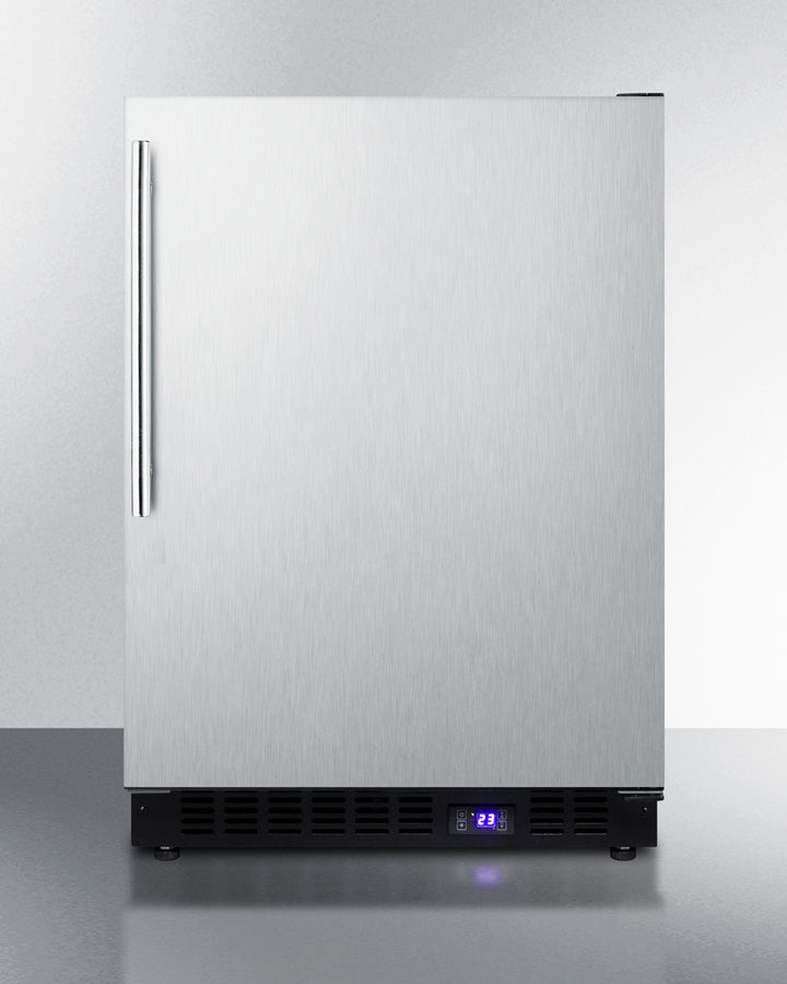 Summit 24" Wide Built-In All-Freezer with Thin Handle and Icemaker in Stainless Steel