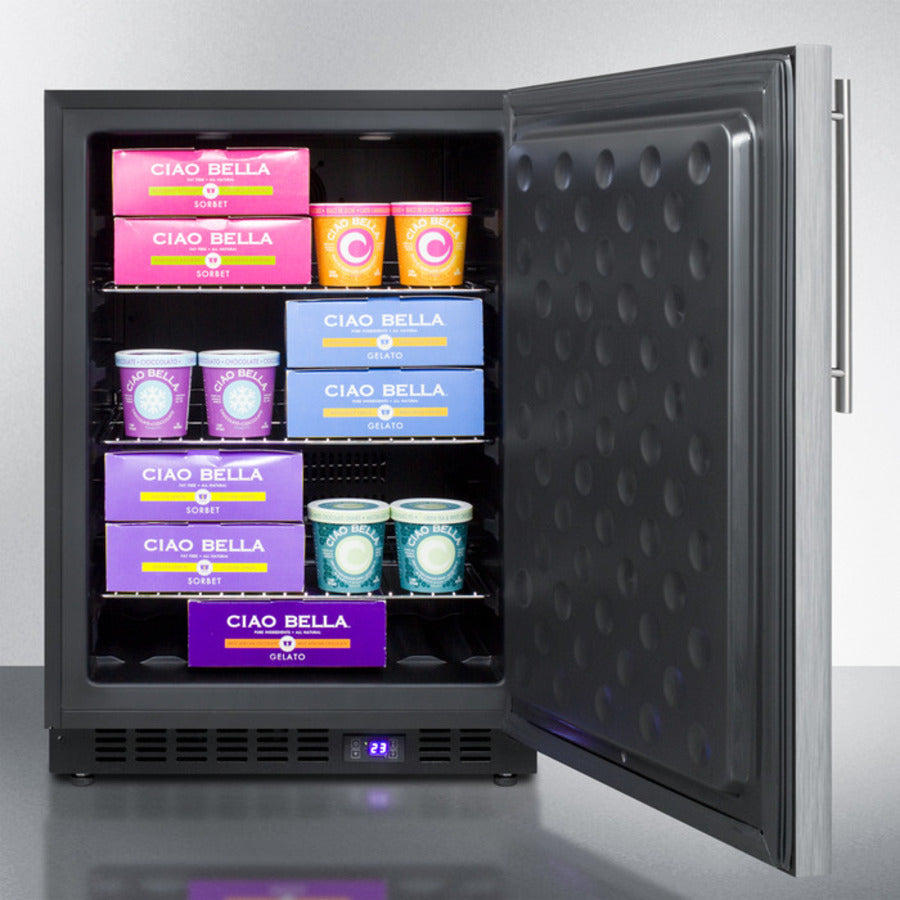 Summit 24" Wide Built-In All-Freezer with Thin Handle