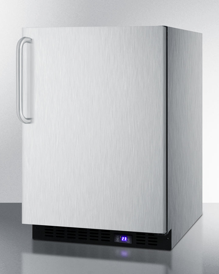 Summit 24" Wide Built-In All-Freezer with Towel Bar Handle and Icemaker in Stainless Steel