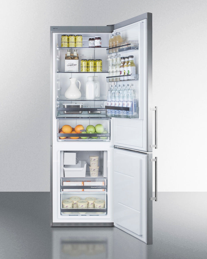 Summit 24" Wide Built-In Bottom Freezer Refrigerator With Icemaker Full