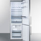 Summit 24" Wide Built-In Bottom Freezer Refrigerator With Icemaker Open