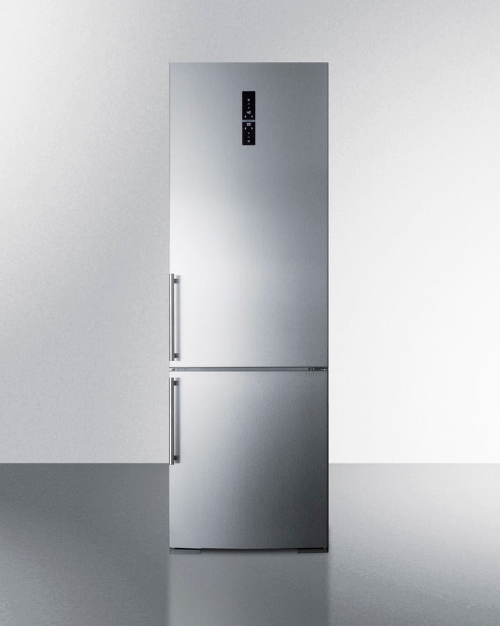 Summit 24" Wide Built-In Bottom Freezer Refrigerator with Stainless Steel Doors and Platinum Cabinet