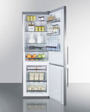 Summit 24" Wide Built-In Bottom Freezer Refrigerator with Stainless Steel Doors and Platinum Cabinet